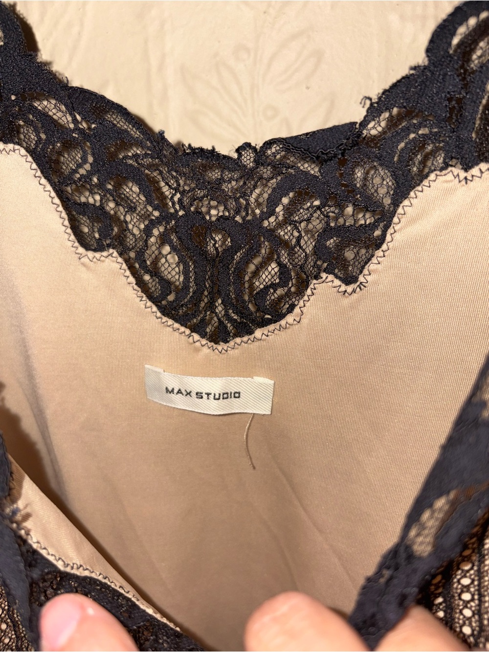 Max Studio Black Lace Puff Sleeve Sheer Blouse - Picture 6 of 9